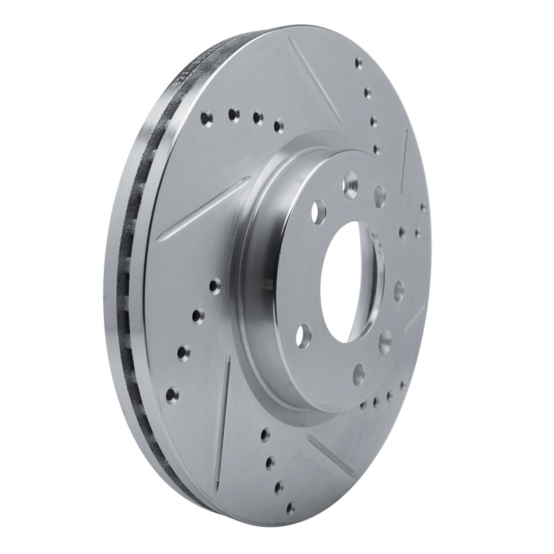 Mazda CX-7 Brake Rotor (1) - Front Right - R1 Concepts - Drilled & Slotted - Silver - `07-`12